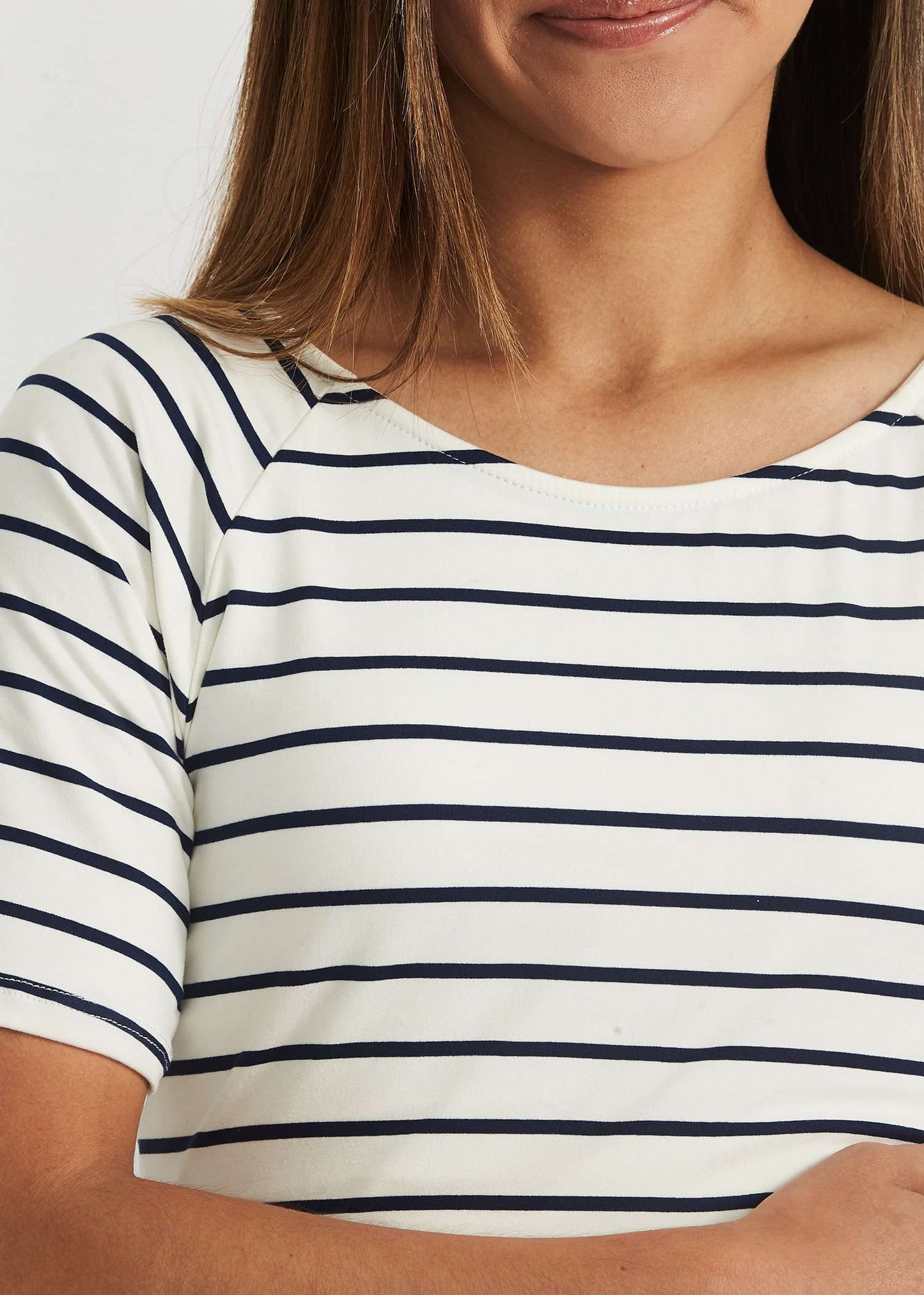 Muted Boat Neck Striped Tee-FINAL SALE IC Tops