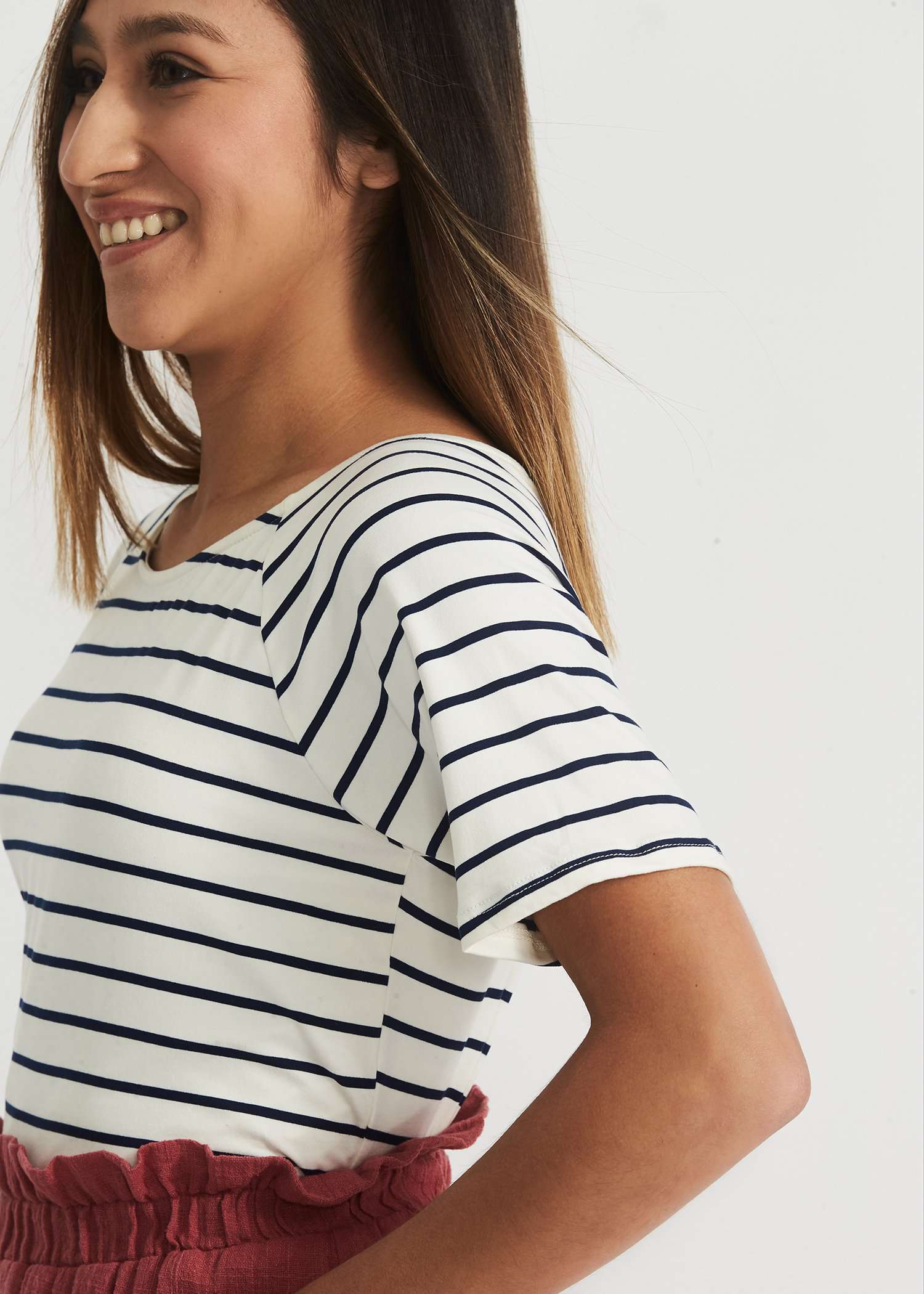 Muted Boat Neck Striped Tee-FINAL SALE IC Tops