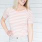 Muted Boat Neck Striped Tee-FINAL SALE IC Tops Blush / S