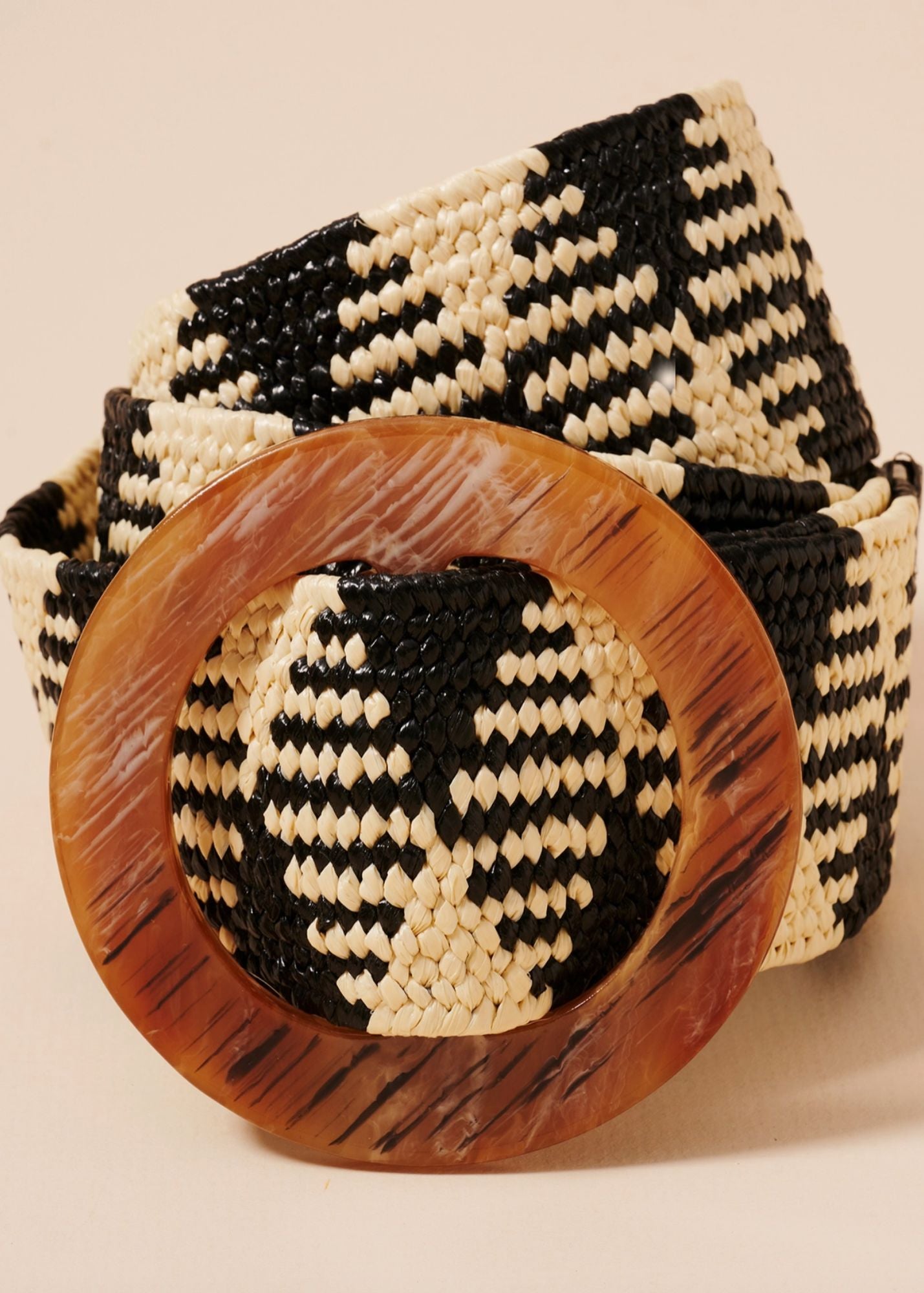 Natural and Black Straw Belt Accessories