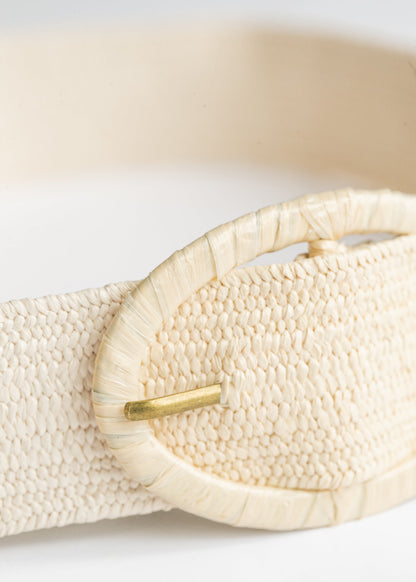 Natural Raffia Oval Buckle Belt Accessories
