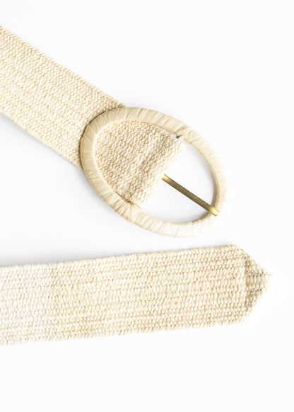 Natural Raffia Oval Buckle Belt Accessories