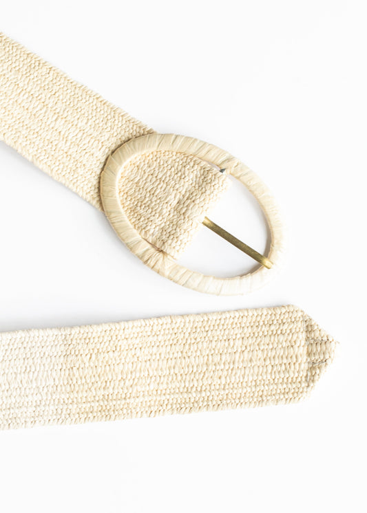 Natural Raffia Oval Buckle Belt Accessories
