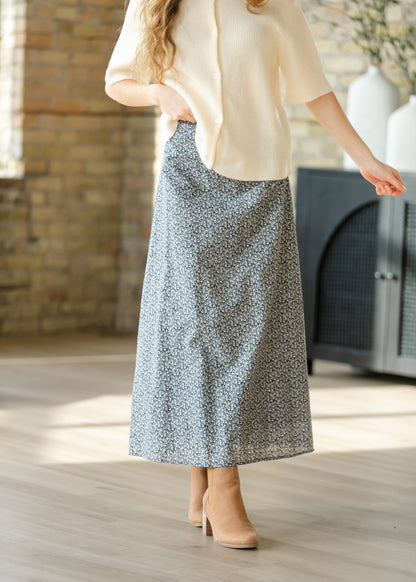 Navy Ditsy Floral Maxi Skirt FF Skirts