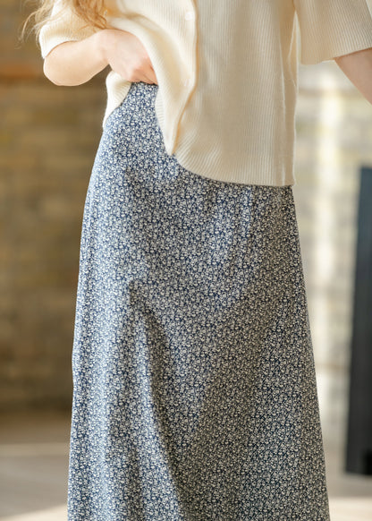 Navy Ditsy Floral Maxi Skirt FF Skirts