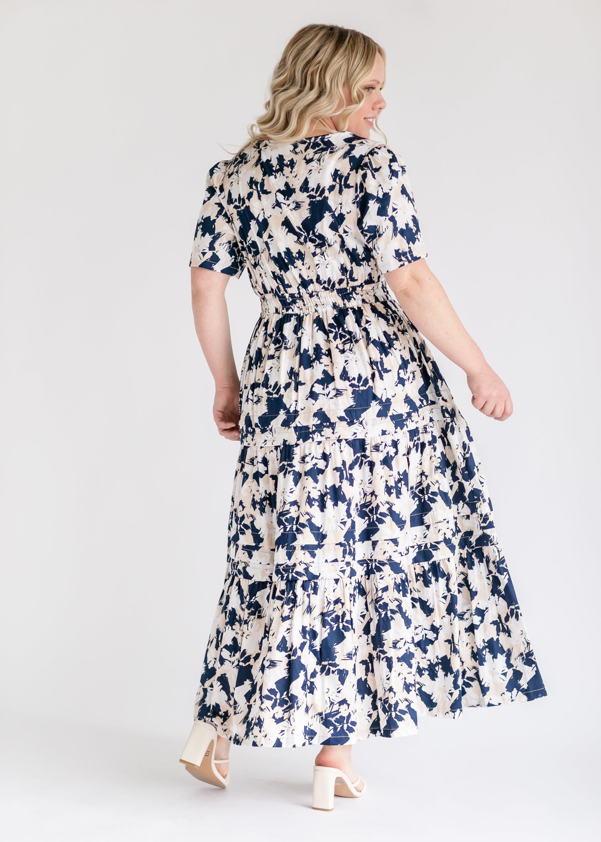 Navy Floral Tiered Maxi Dress FF Dresses