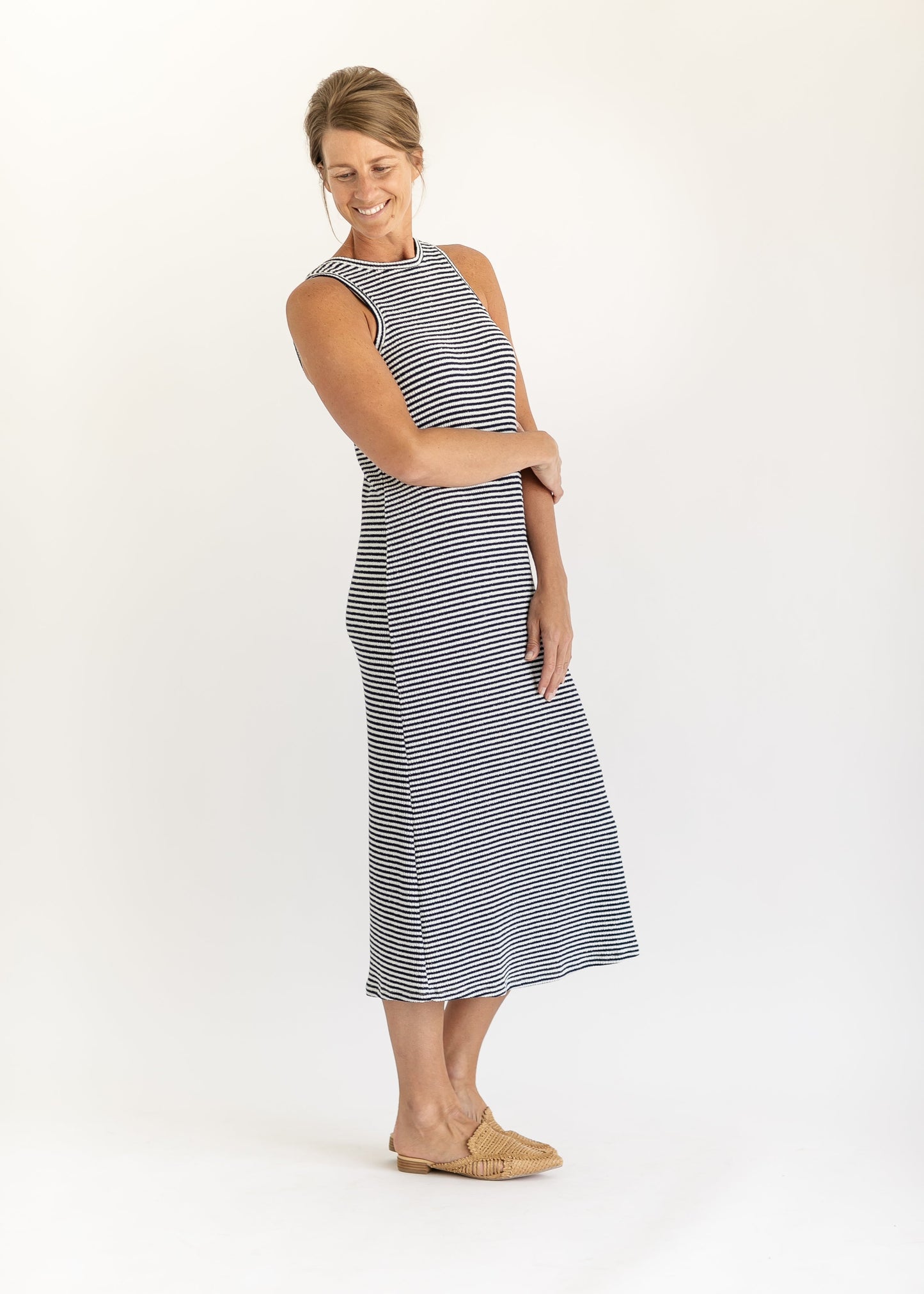 Navy Stripe Knit Maxi Dress FF Dresses