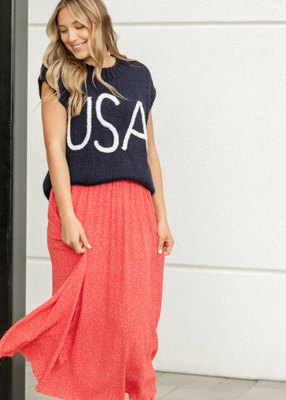 Navy USA Sweater Vest FF Tops