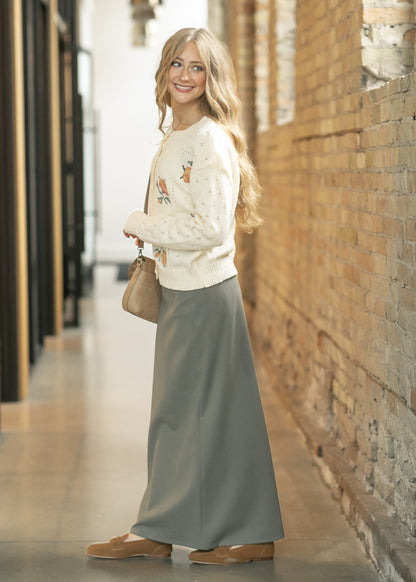 Needlepoint Rose Knit Cardigan FF Tops