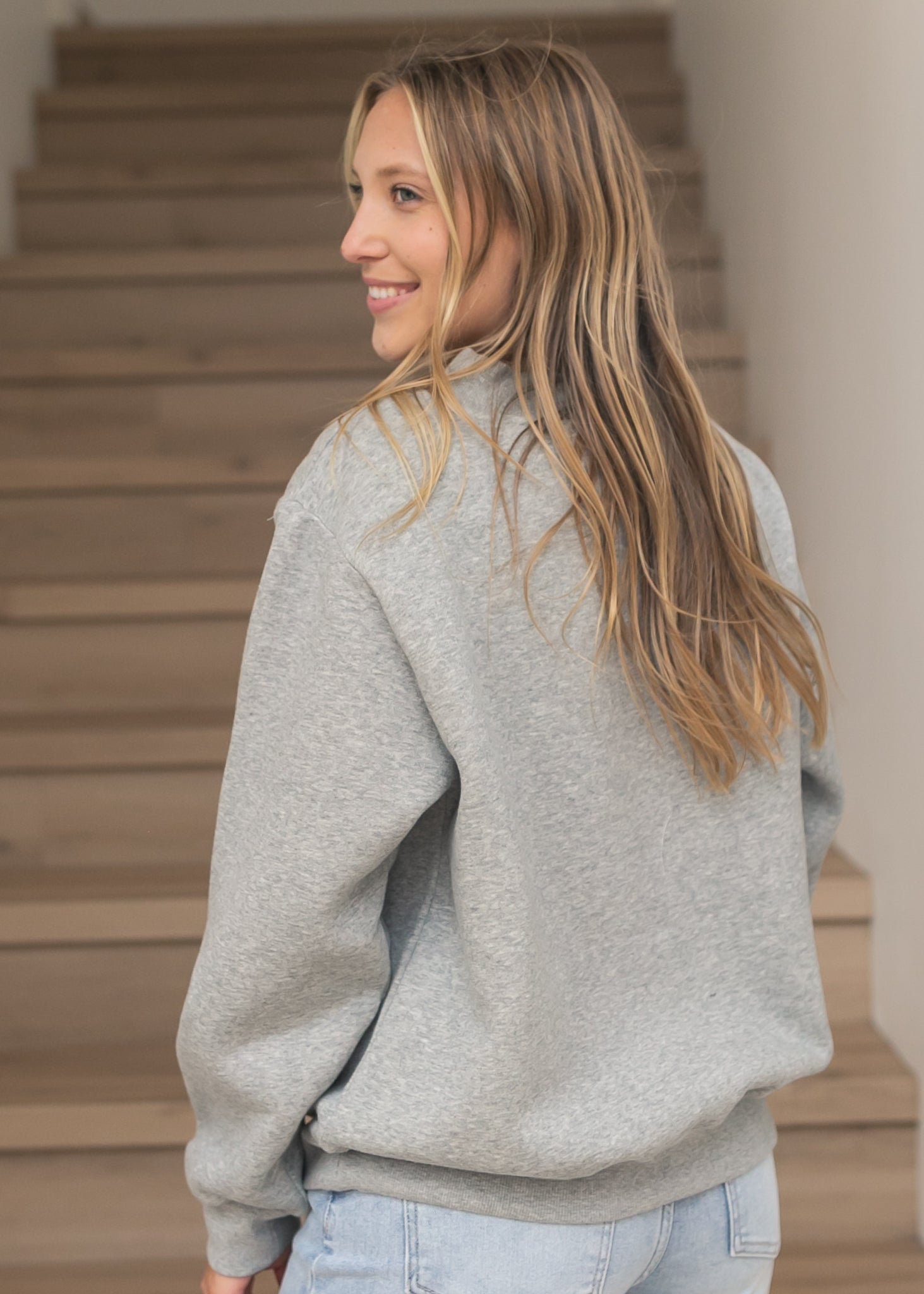 Nelly Crewneck Gray Sweatshirt FF Tops