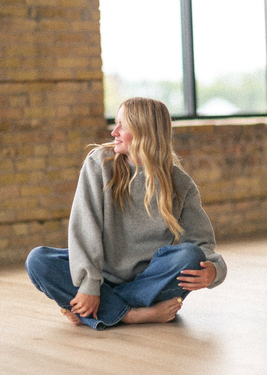 Nelly Crewneck Gray Sweatshirt FF Tops