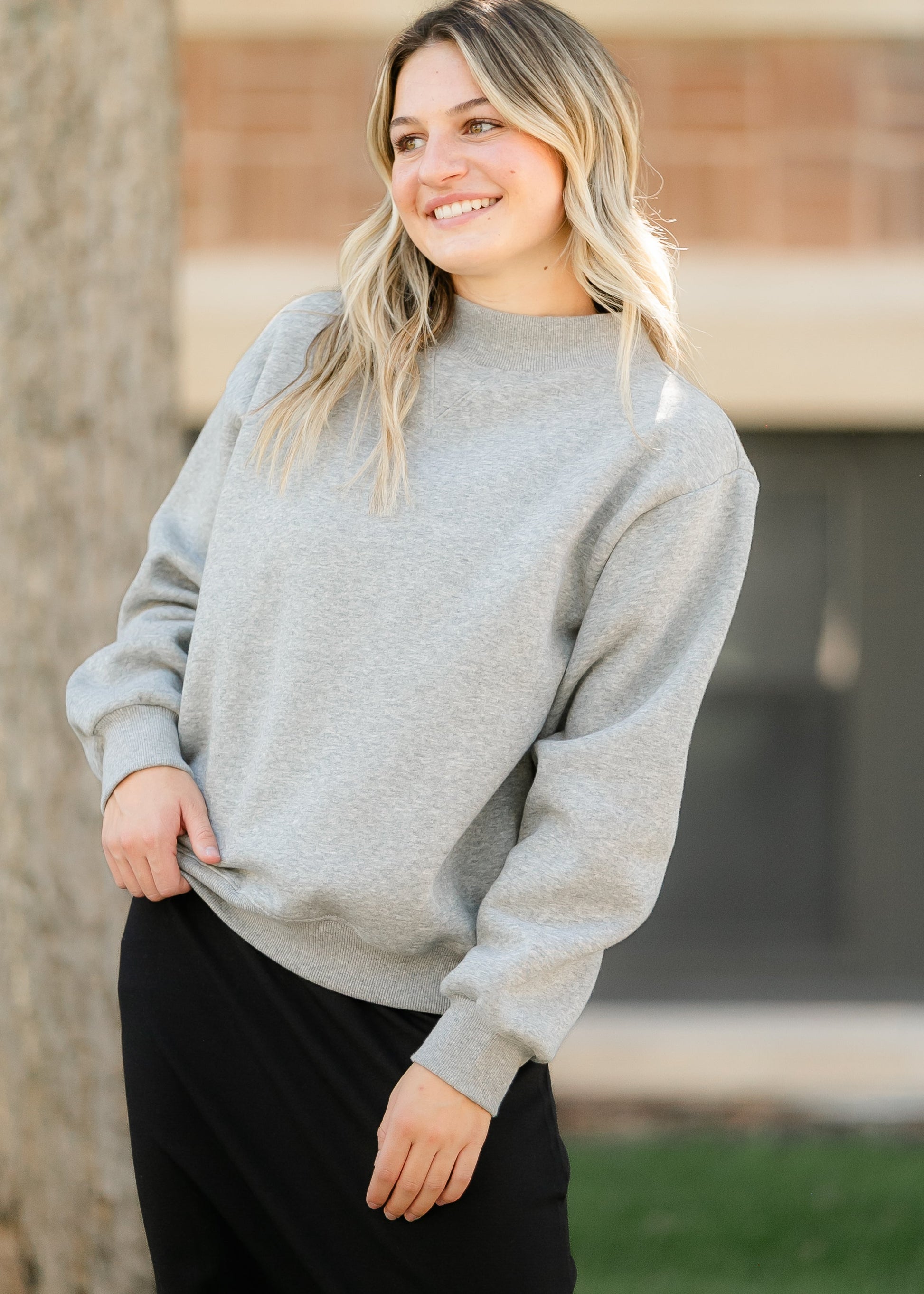 Nelly Crewneck Gray Sweatshirt FF Tops
