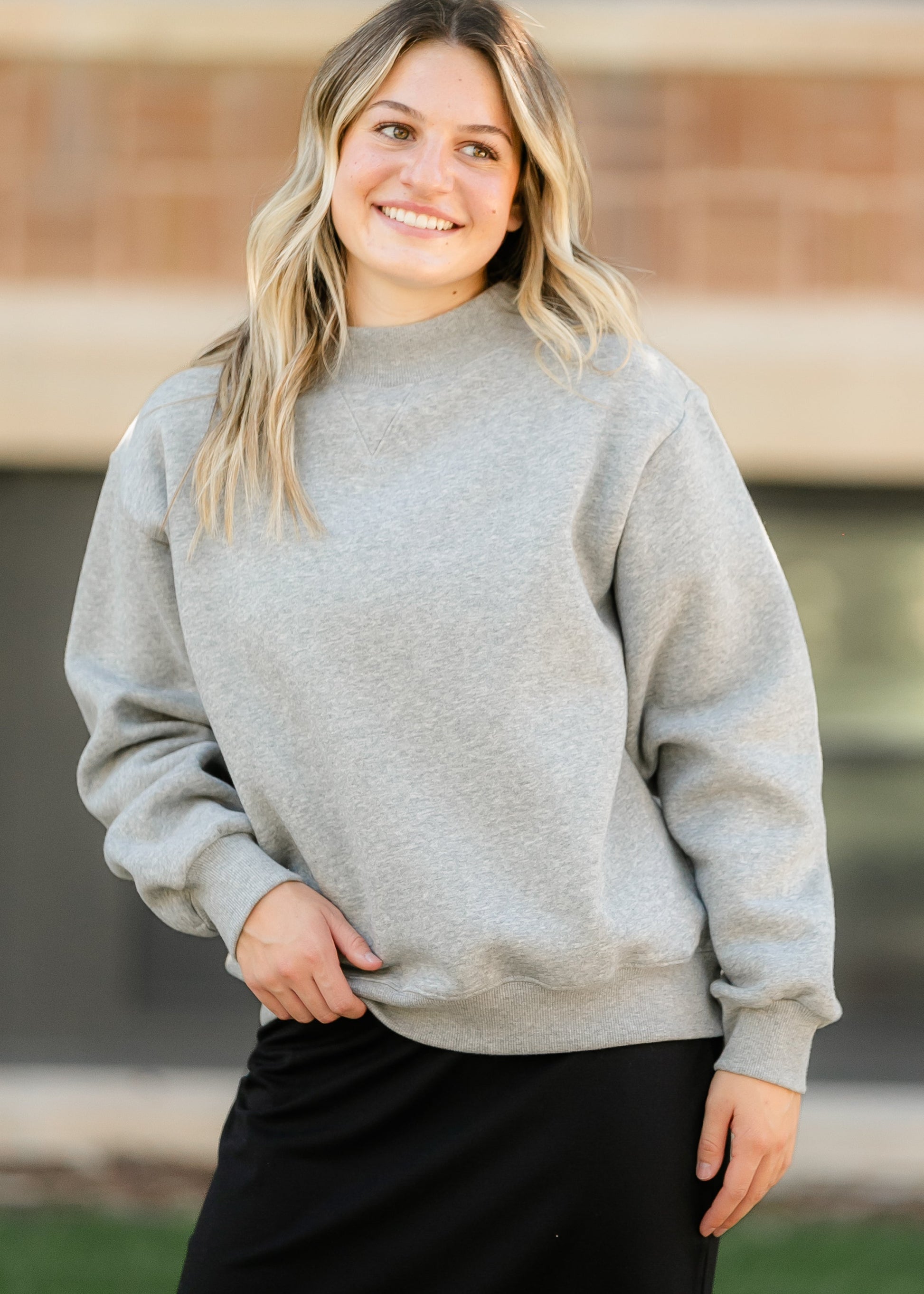 Nelly Crewneck Gray Sweatshirt FF Tops