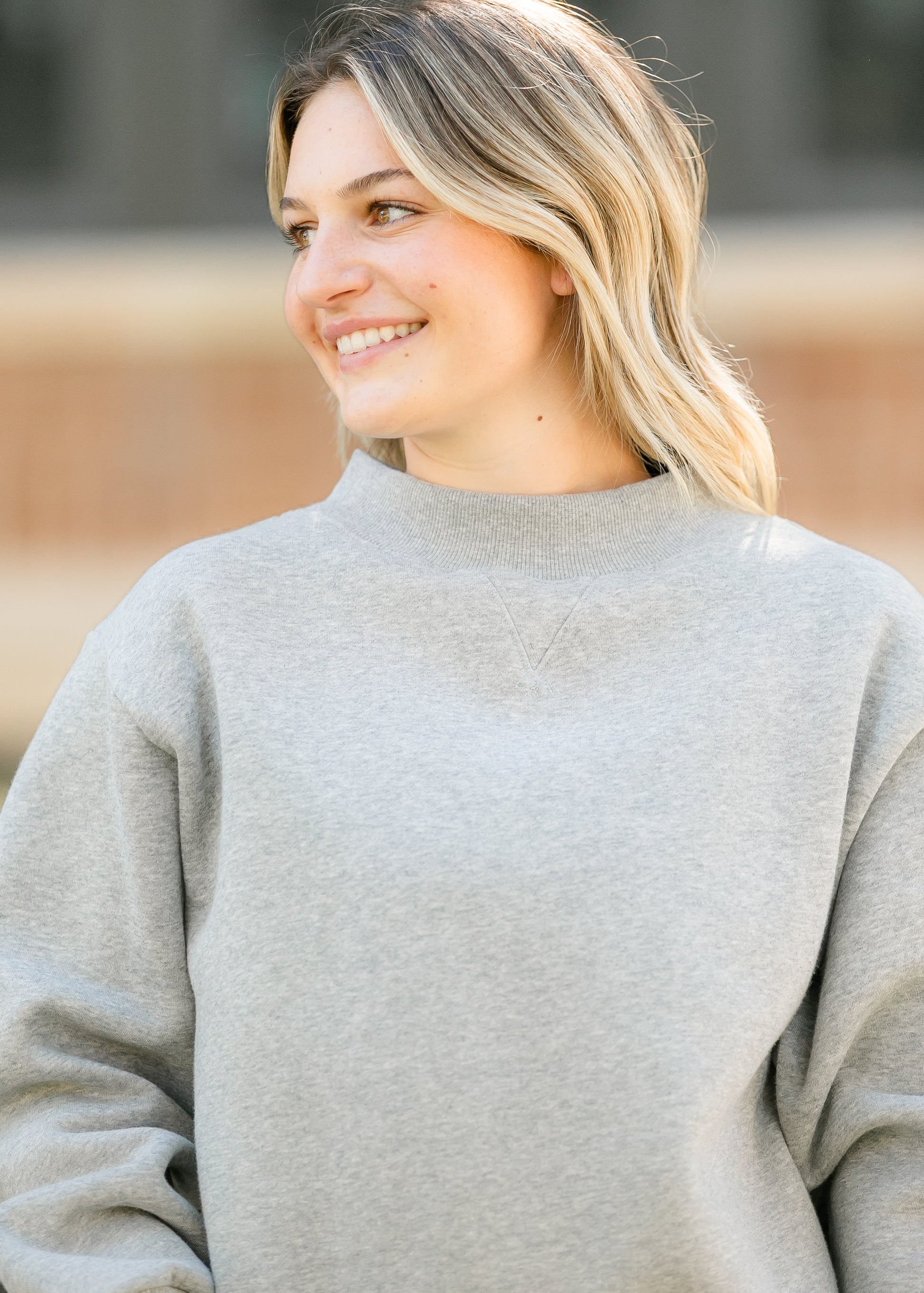 Nelly Crewneck Gray Sweatshirt FF Tops