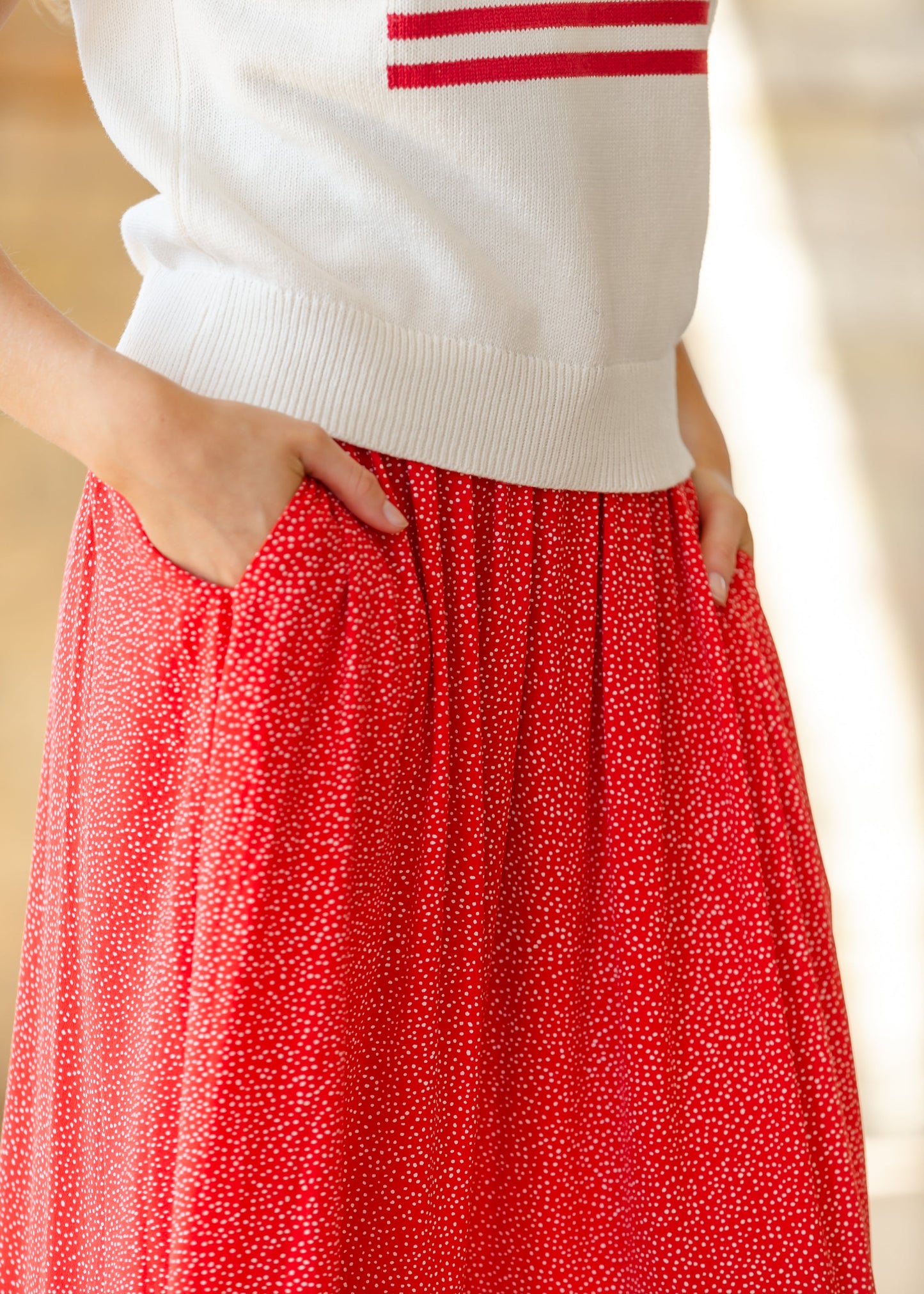 Nina Elastic Waist Flowy Midi Skirt FF Skirts