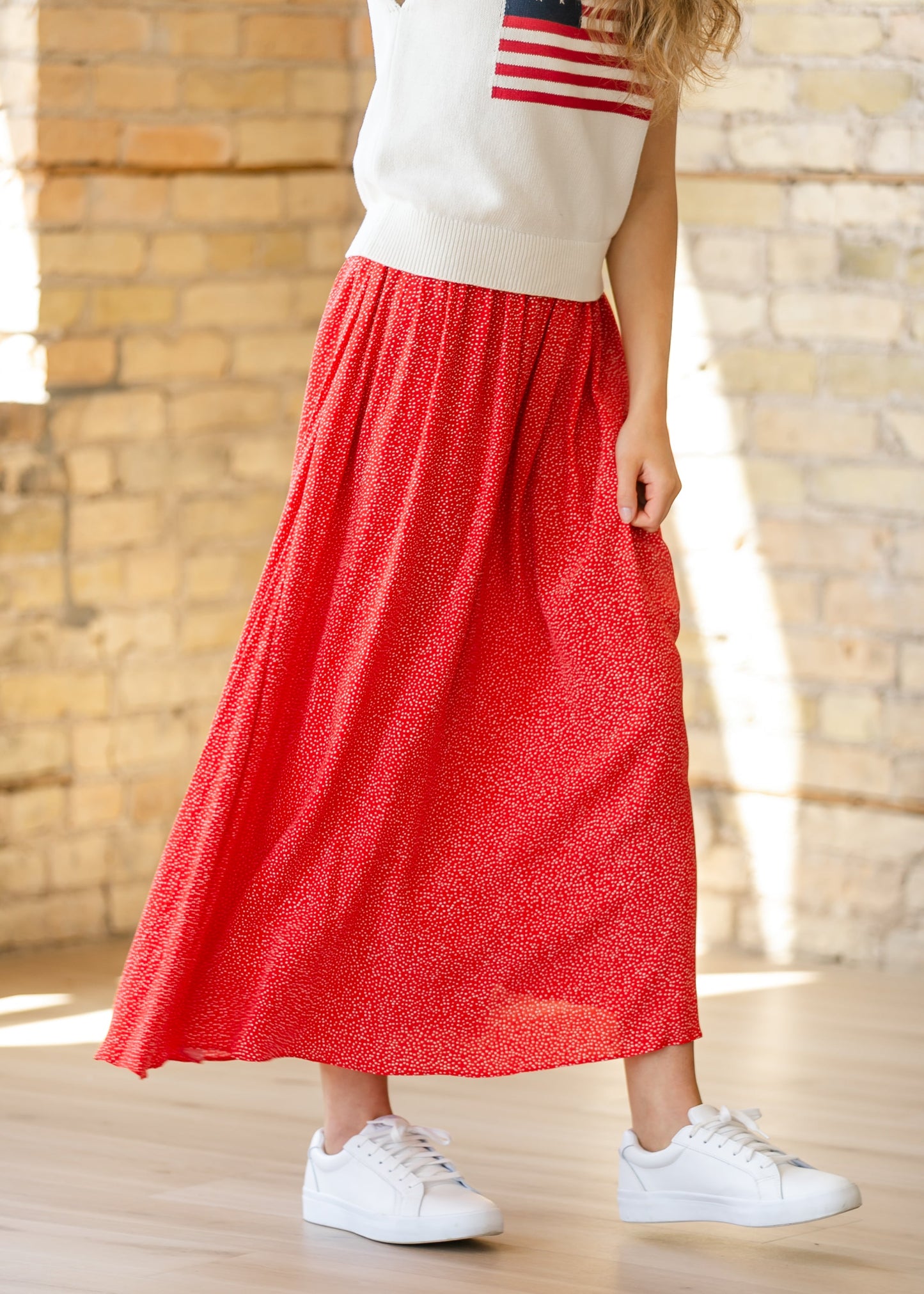 Nina Elastic Waist Flowy Midi Skirt FF Skirts