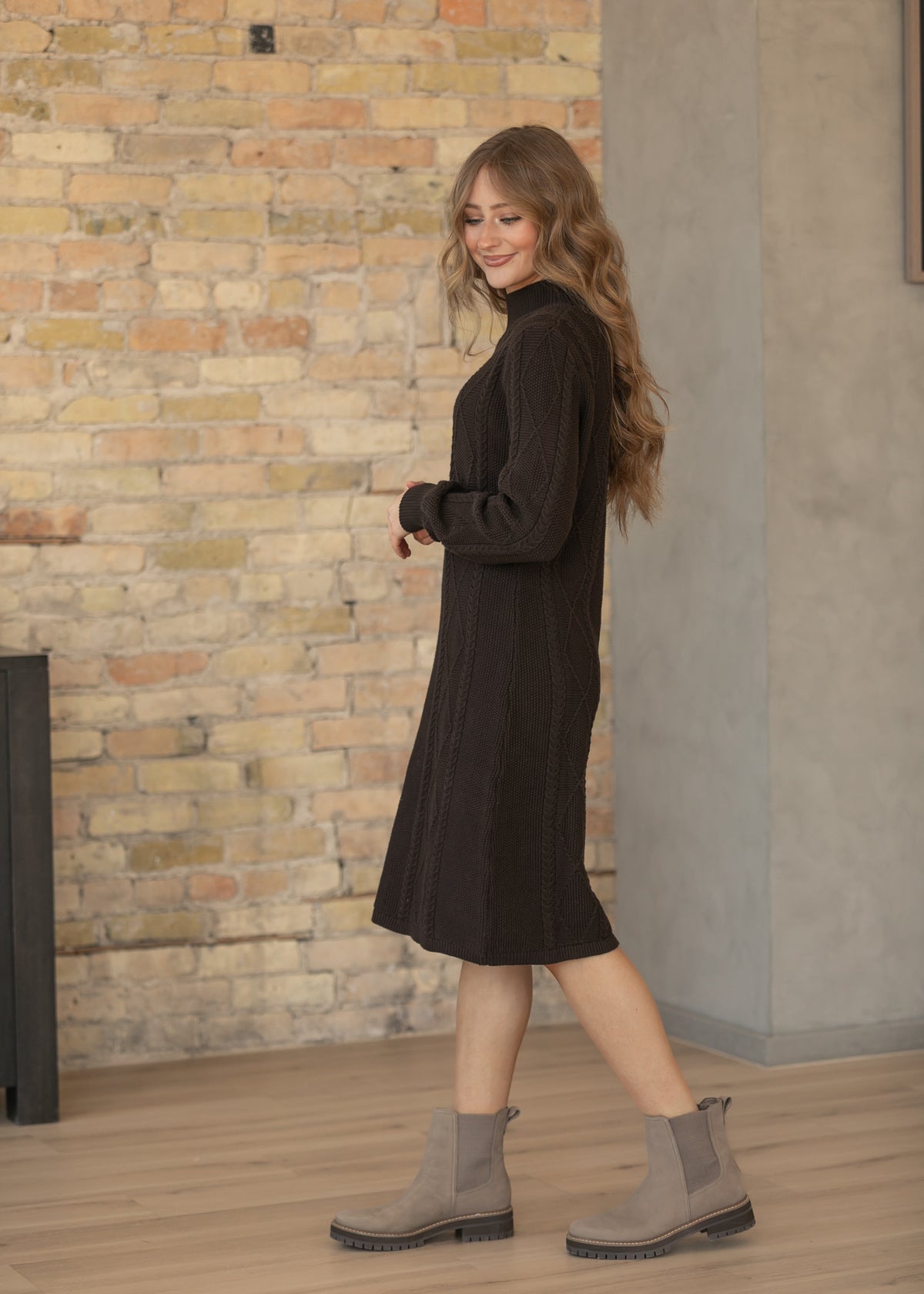 Noelle Chocolate Sweater Midi Dress IC Dresses