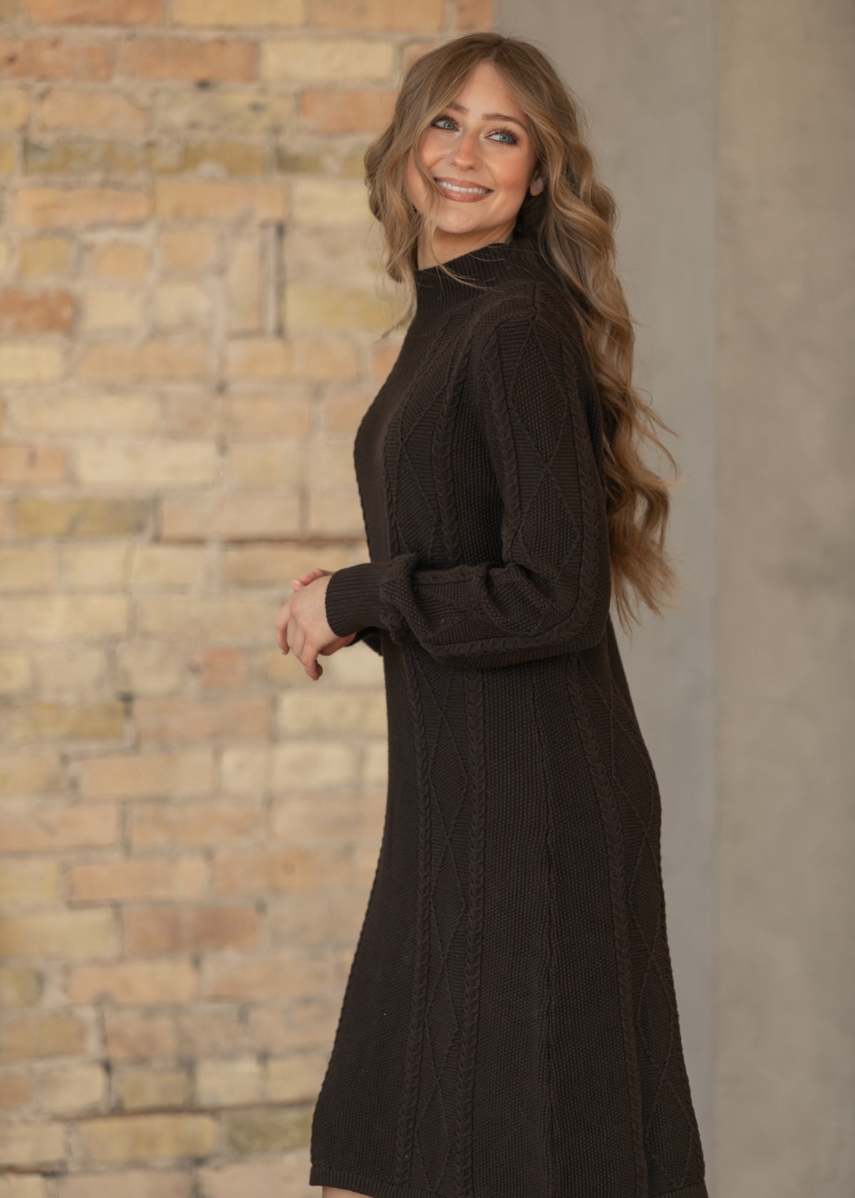 Noelle Chocolate Sweater Midi Dress IC Dresses