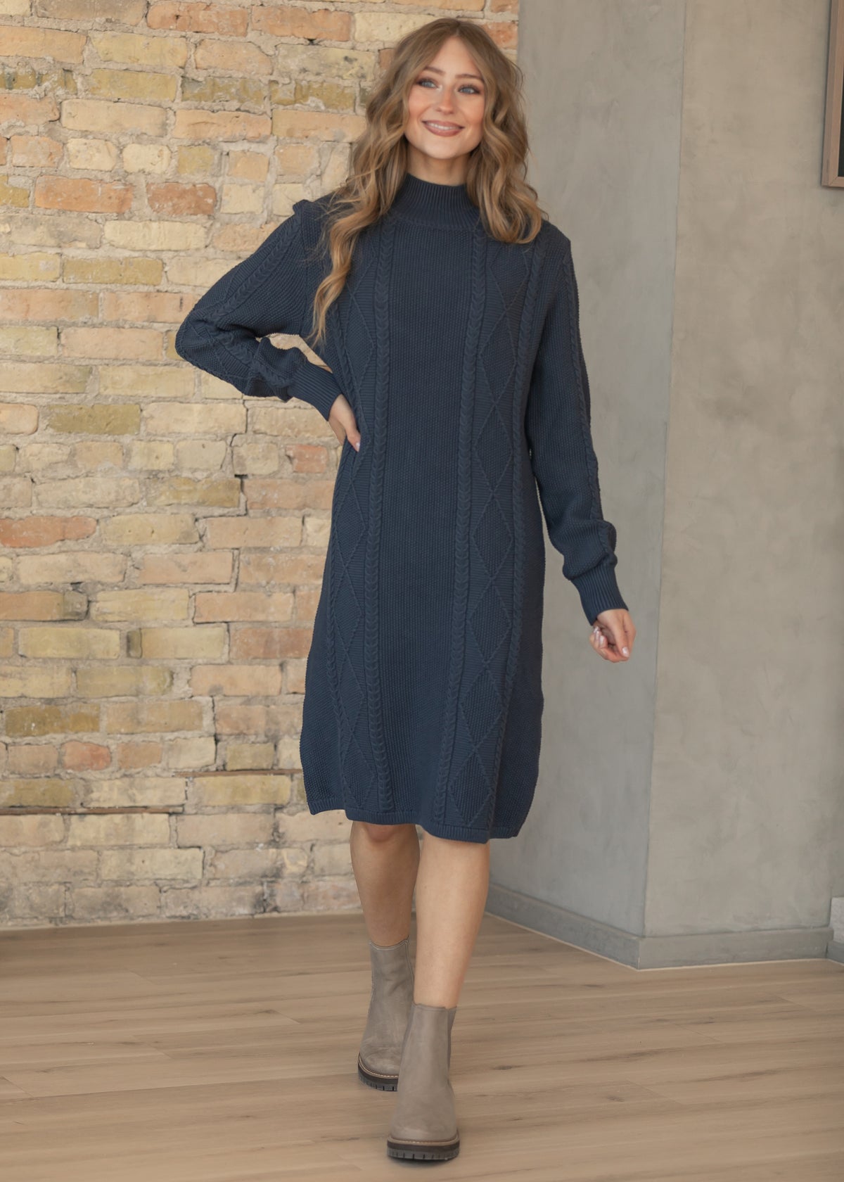 Noelle Navy Sweater Midi Dress IC Dresses