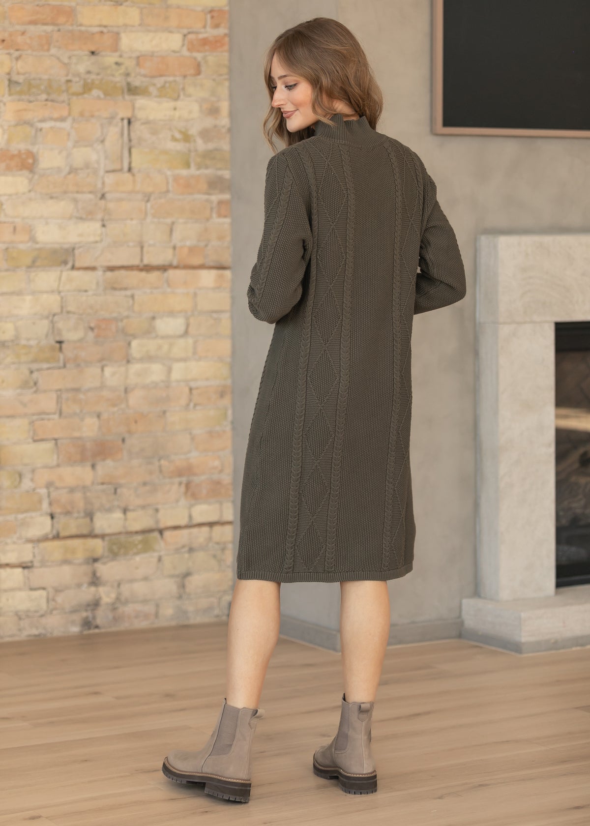 Noelle Olive Sweater Midi Dress IC Dresses