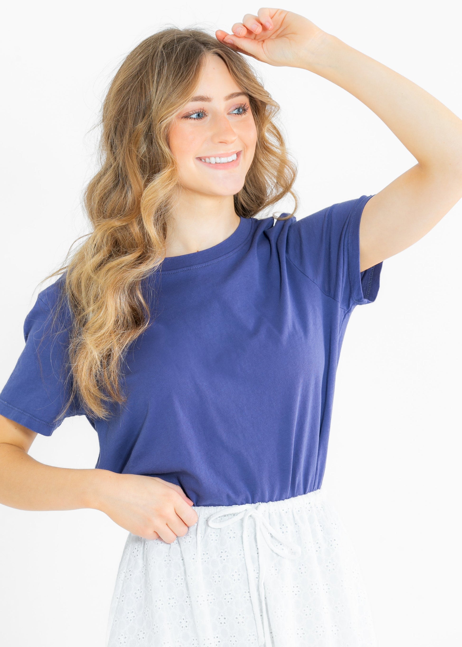 Nora Soft Short Sleeve T-Shirt FF Tops Dusty Indigo / S