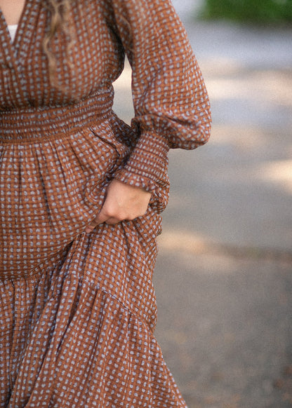 Notched Collar Paisley Maxi Dress FF Dresses