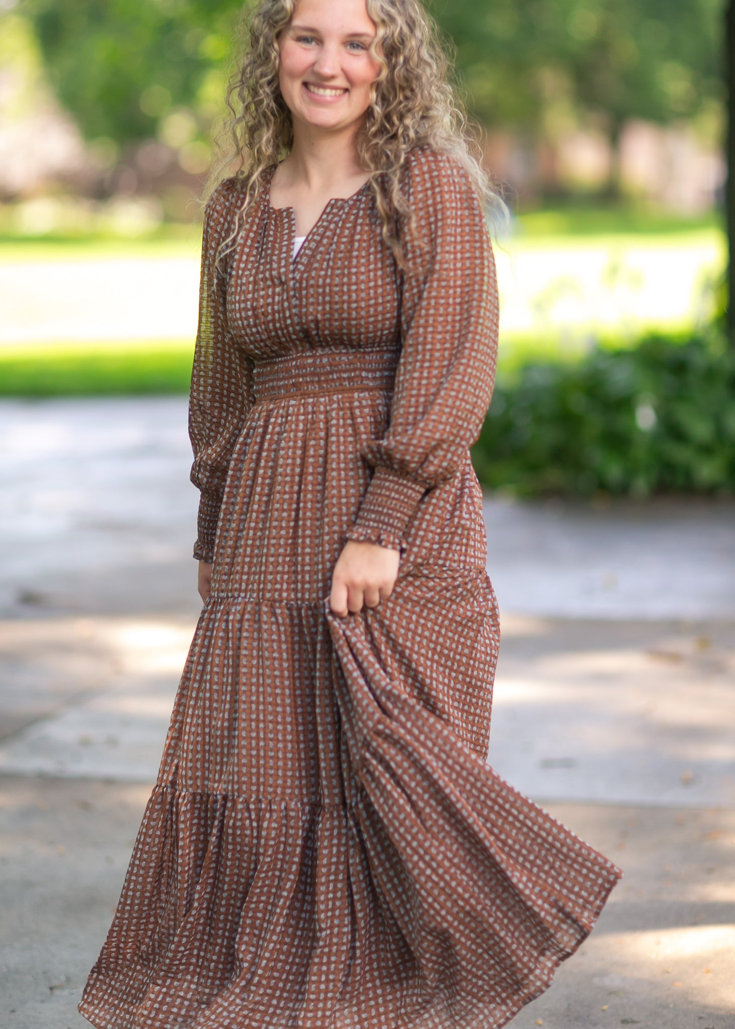 Notched Collar Paisley Maxi Dress FF Dresses
