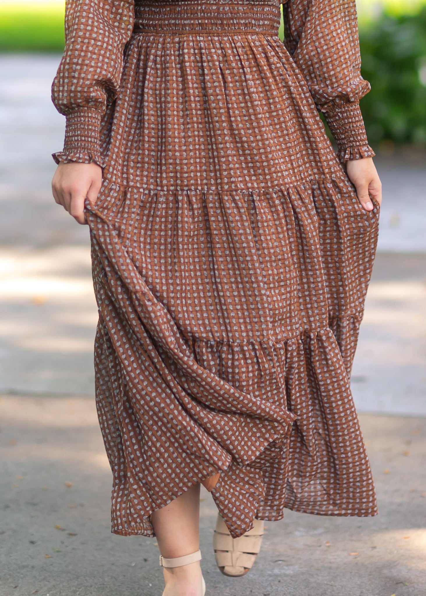 Notched Collar Paisley Maxi Dress FF Dresses