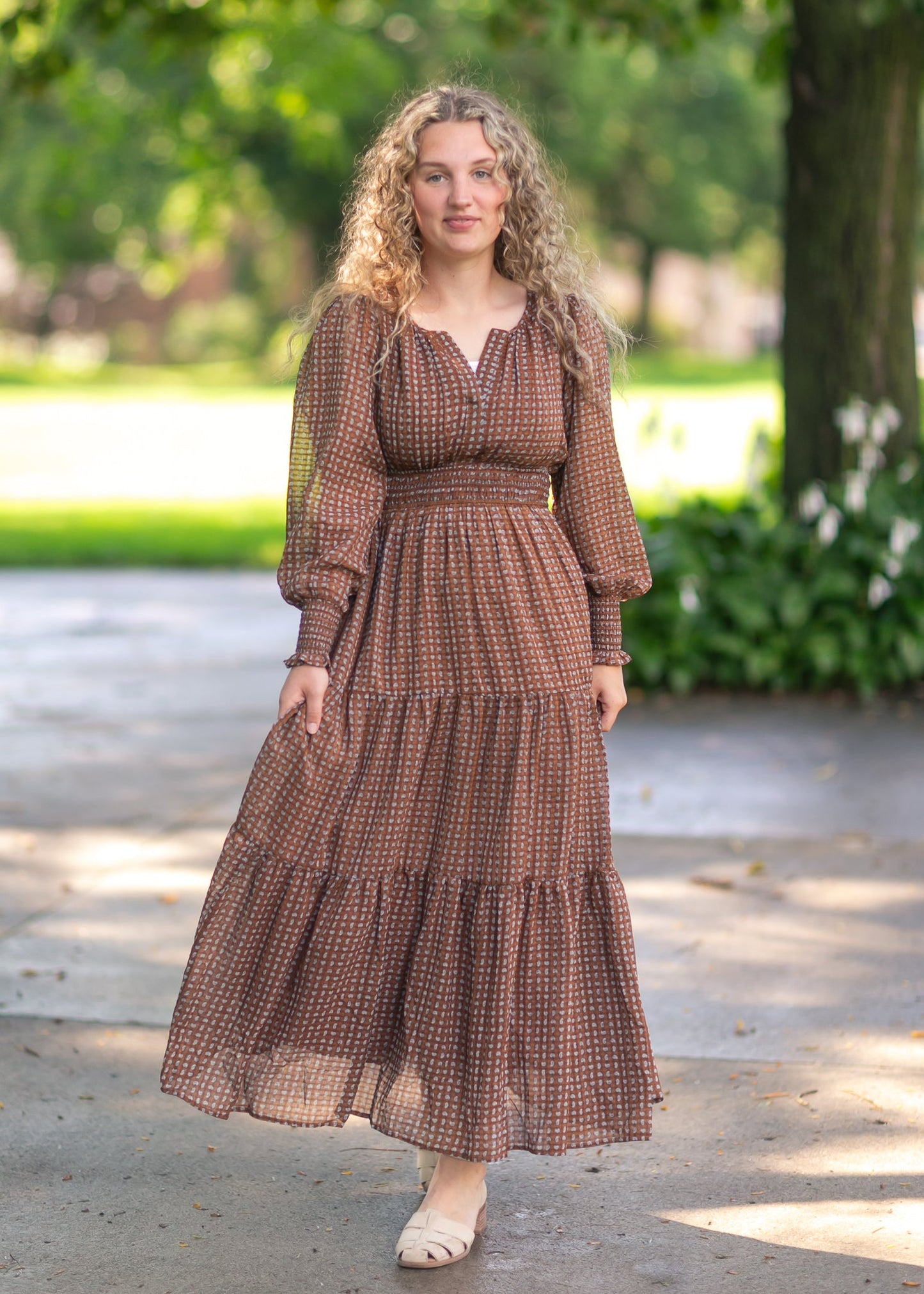 Notched Collar Paisley Maxi Dress FF Dresses