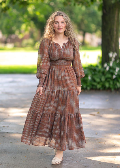 Notched Collar Paisley Maxi Dress FF Dresses