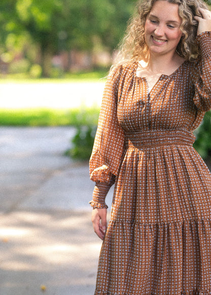 Notched Collar Paisley Maxi Dress FF Dresses