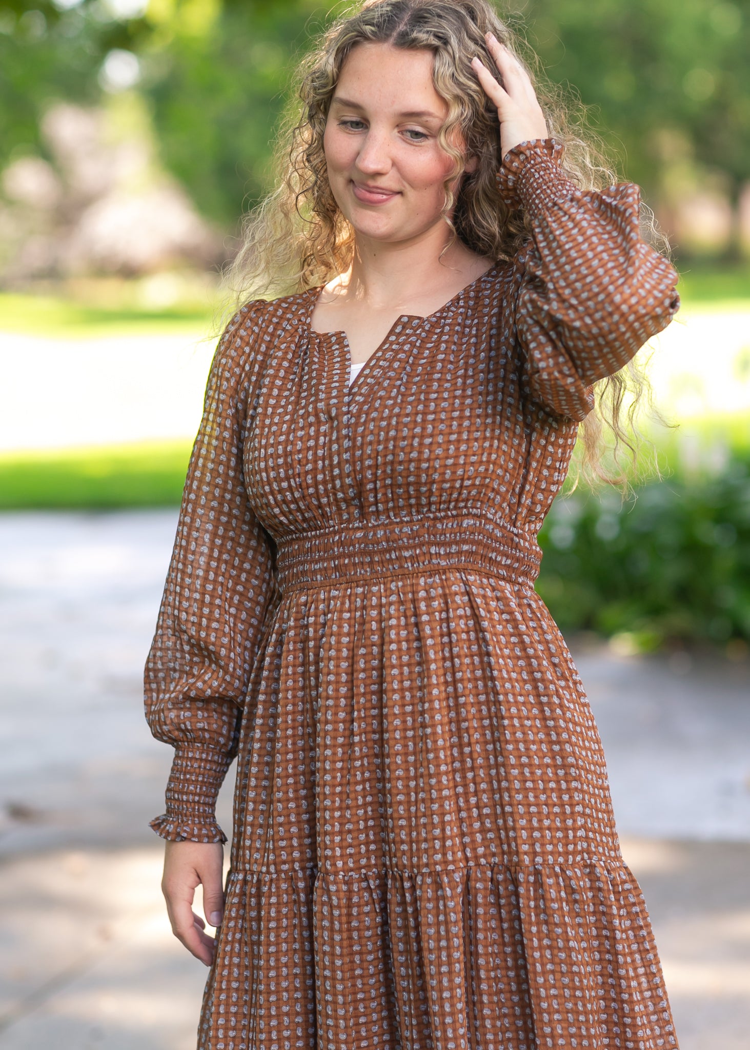 Notched Collar Paisley Maxi Dress FF Dresses