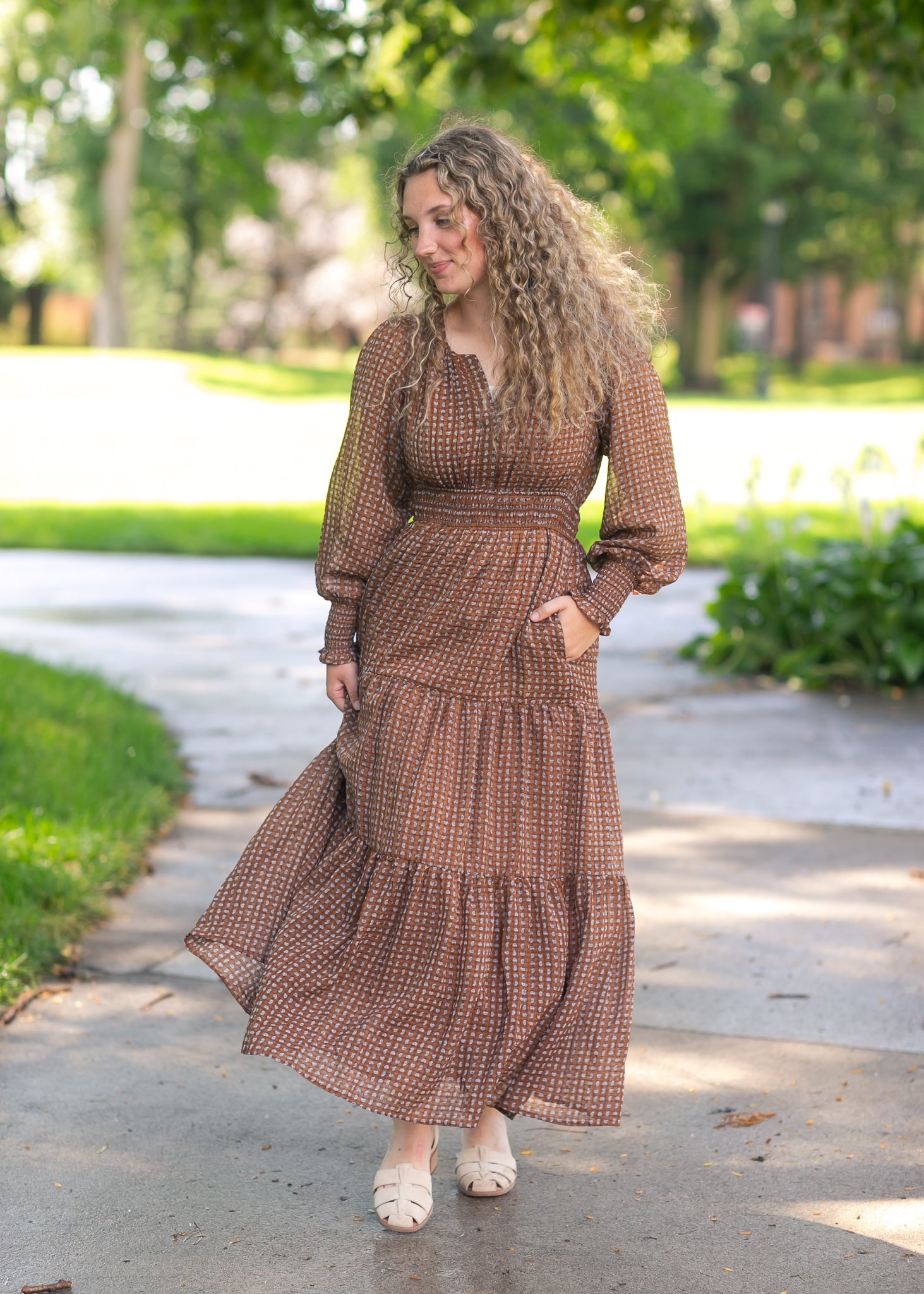 Notched Collar Paisley Maxi Dress FF Dresses