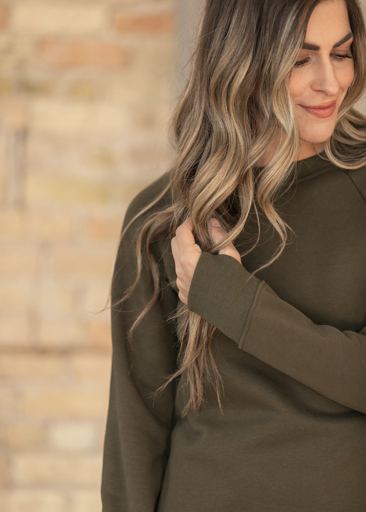 Nova Olive Crewneck Sweatshirt Dress IC Dresses