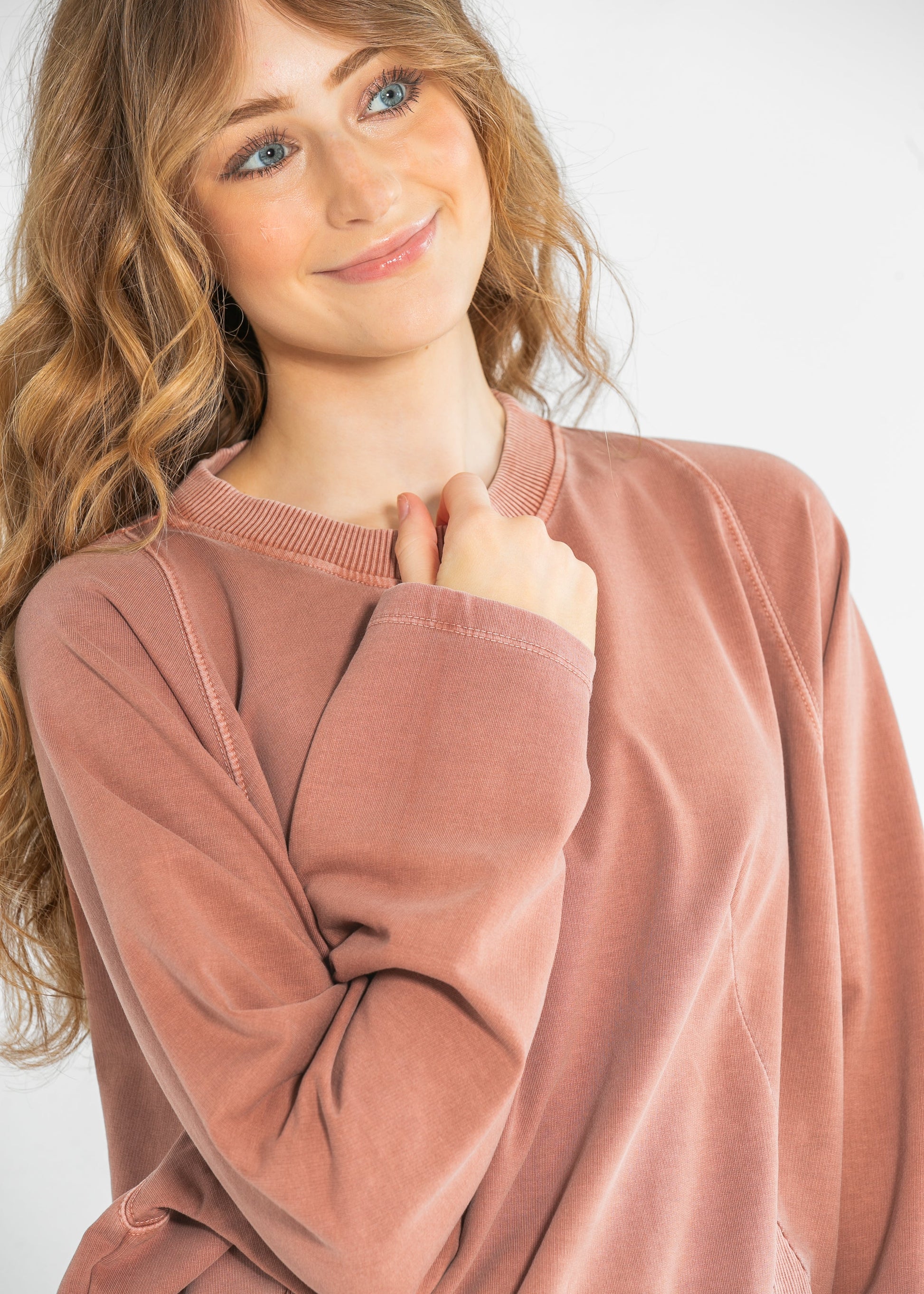 Novie Long Sleeve Front Ribbed Detail Sweatshirt FF Tops
