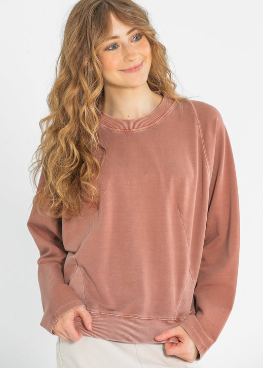 Novie Long Sleeve Front Ribbed Detail Sweatshirt FF Tops