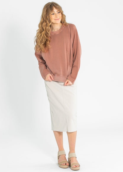 Novie Long Sleeve Front Ribbed Detail Sweatshirt FF Tops