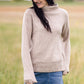 Oatmeal Funnel Neck Long Sleeve Sweater FF Tops