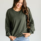 Olive Soft Crewneck Pullover Top FF Tops