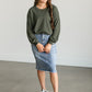 Olive Soft Crewneck Pullover Top FF Tops