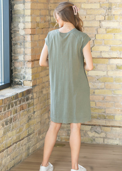 Olive Washed Jersey Midi Dress FF Dresses