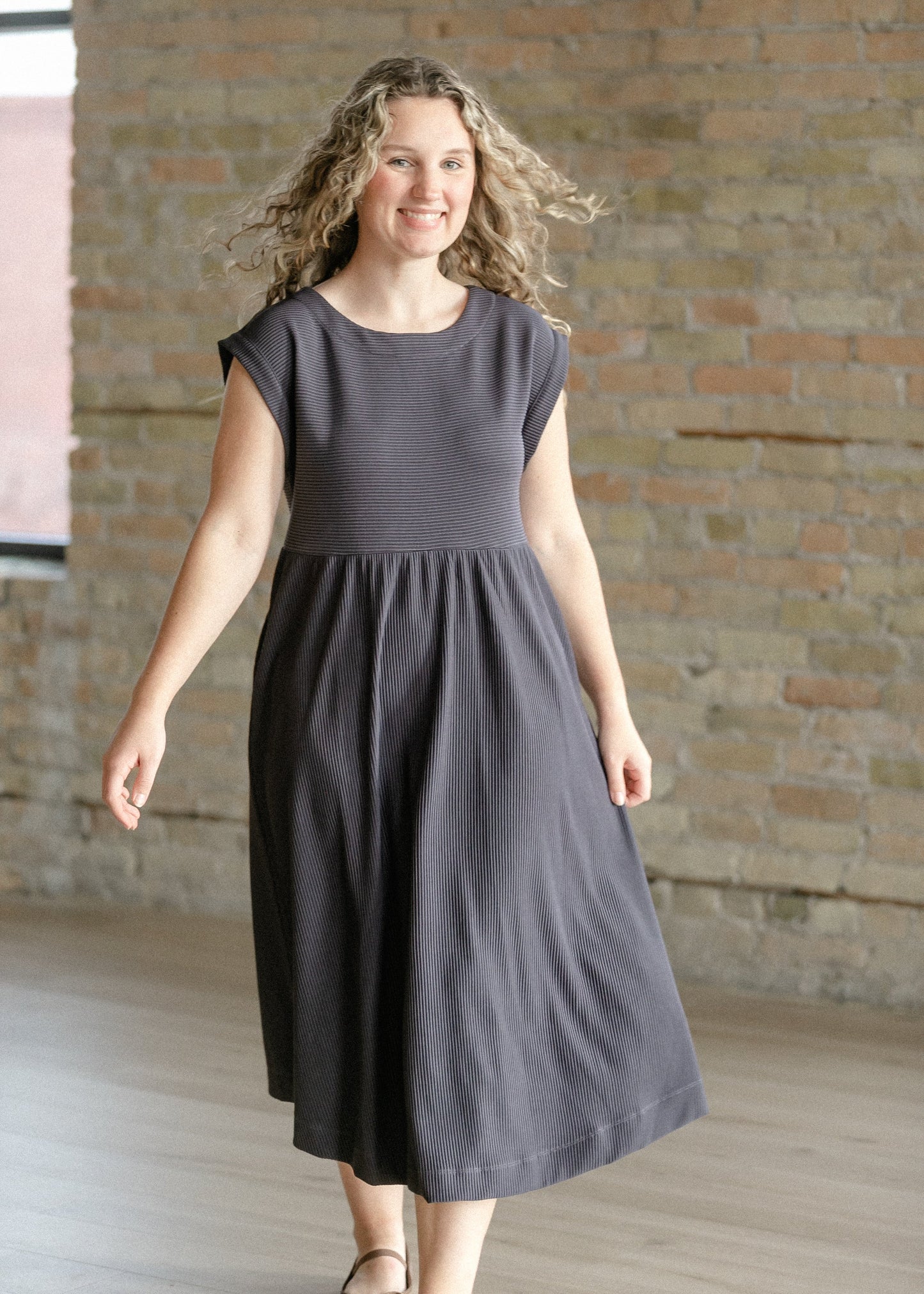 Olivia A-line Solid Midi Dress IC Dresses