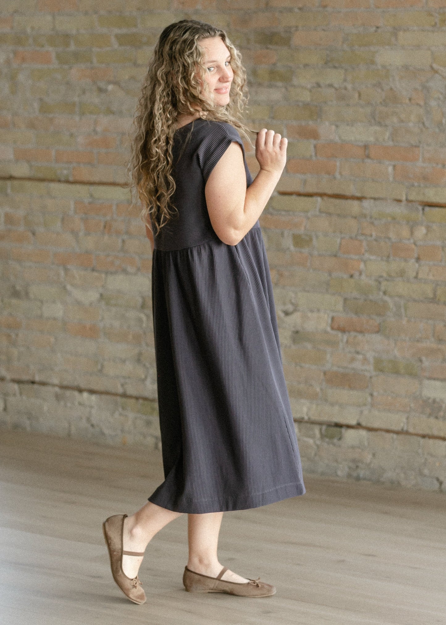 Olivia A-line Solid Midi Dress IC Dresses