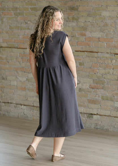 Olivia A-line Solid Midi Dress IC Dresses