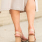 One Band Ankle Strap Block Heel Sandal Shoes