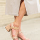 One Band Ankle Strap Block Heel Sandal Shoes Tan / 6