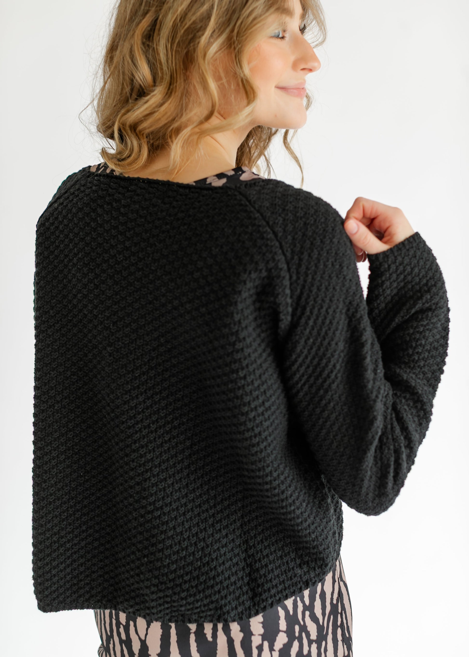 Opal Black Knit Front Button Cardigan - FINAL SALE FF Tops