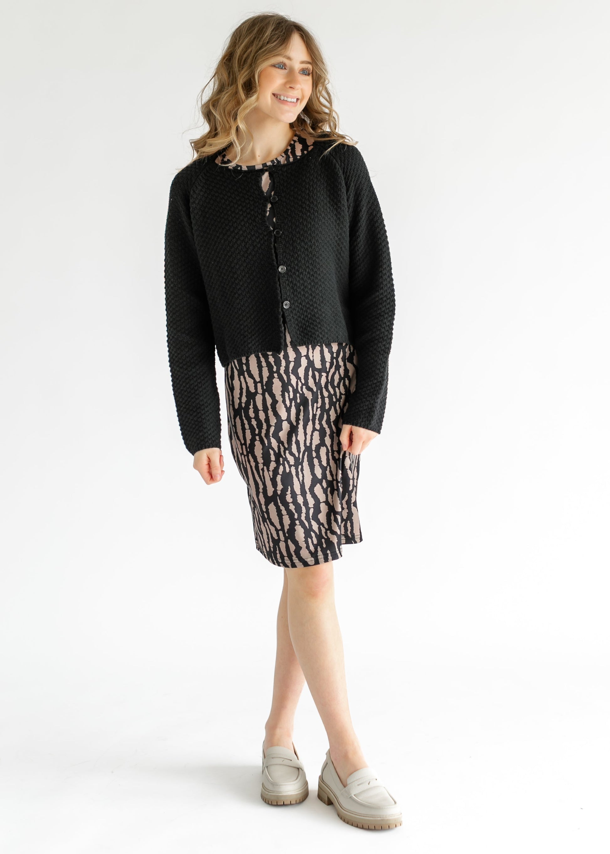 Opal Black Knit Front Button Cardigan - FINAL SALE FF Tops