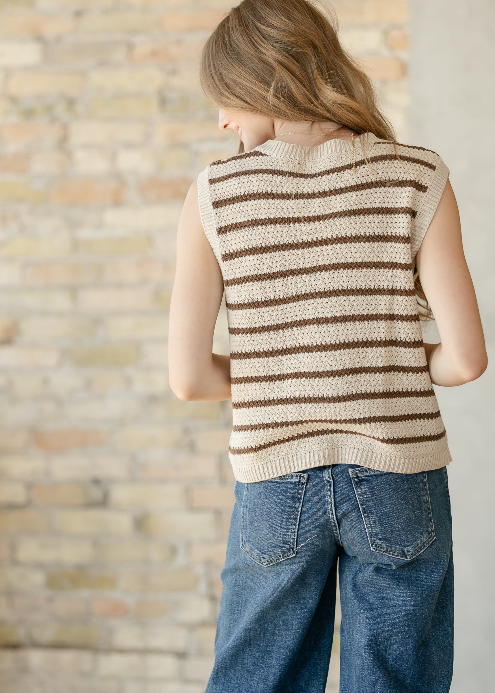 Open Knit Button Up Vest FF Layering Essentials