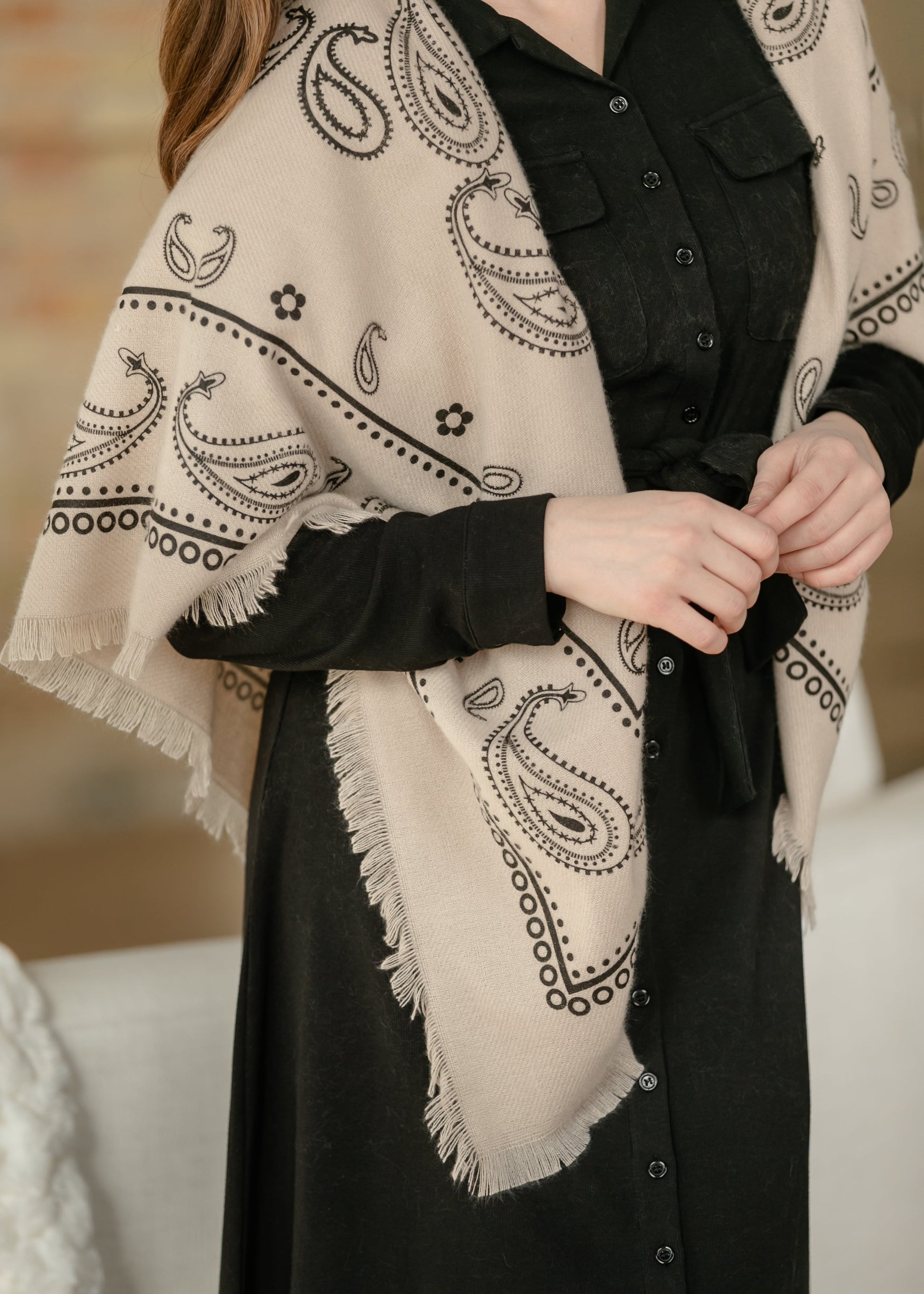 Oversized Bandana Print Square Scarf Accessory